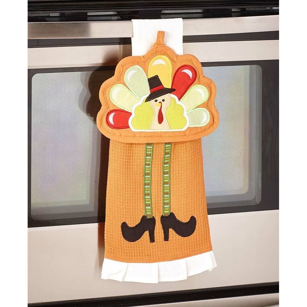 Turkey with Legs Hanging Kitchen Towel Potholder 2-Pc Thanksgiving Holiday Gift